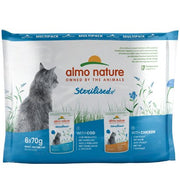 Almo Nature Sterilised  Cibo Umido Con Merluzzo E Pollo Per Gatti Adulti 6x70g-3