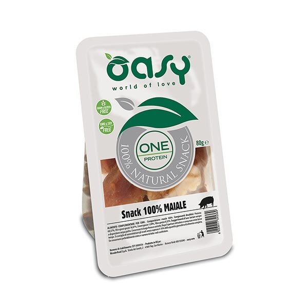 Oasy Snack Cani One Protein 100% Maiale 80g-1
