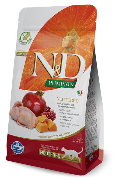 Farmina N&D Pumpkin Neutered Quaglia E Zucca Gatti Adulti Sterilizzati Sacco 1,5kg-2