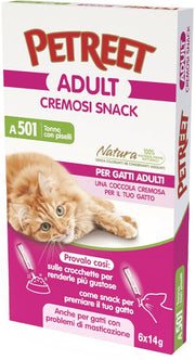 Petreet Natura Cremosi Snack Tonno con Piselli snack per gatti adulti 6 pezzi-2