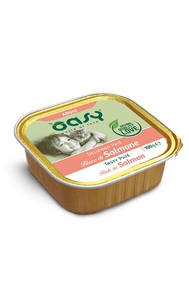 Oasy Delizioso Paté Gatto Adult Ricco di Salmone 100g-1