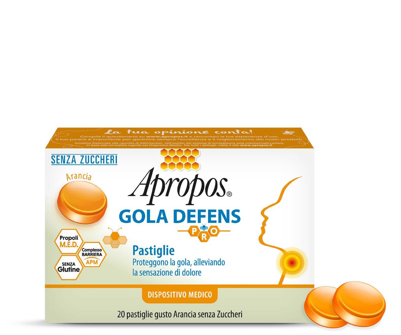 Apropos Gola Defens Pro 20 Pastiglie Arancia Senza Zucchero-2