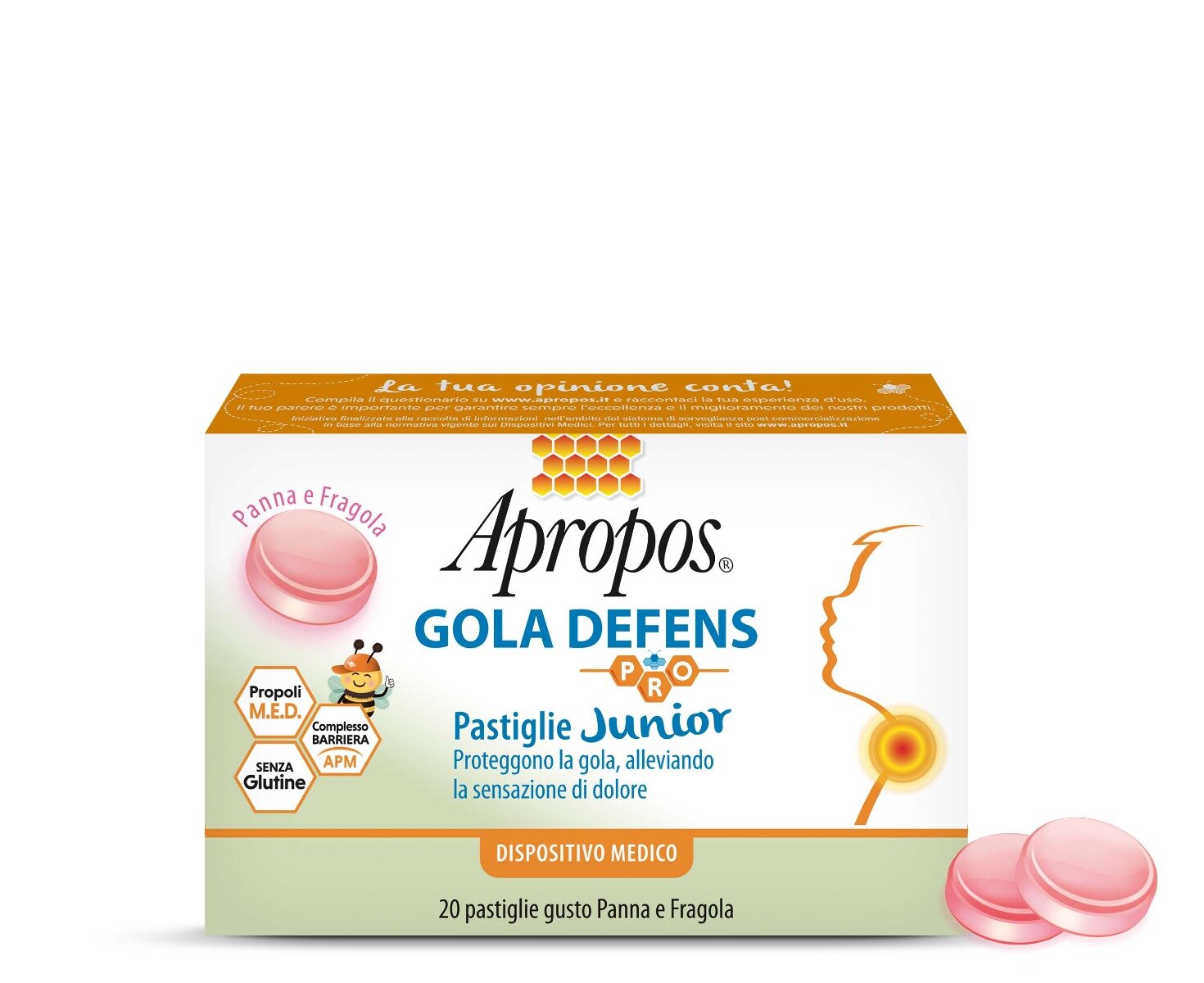 Apropos Gola Defence Pro Junior 20 pastilglie gusto panna e fragola-2