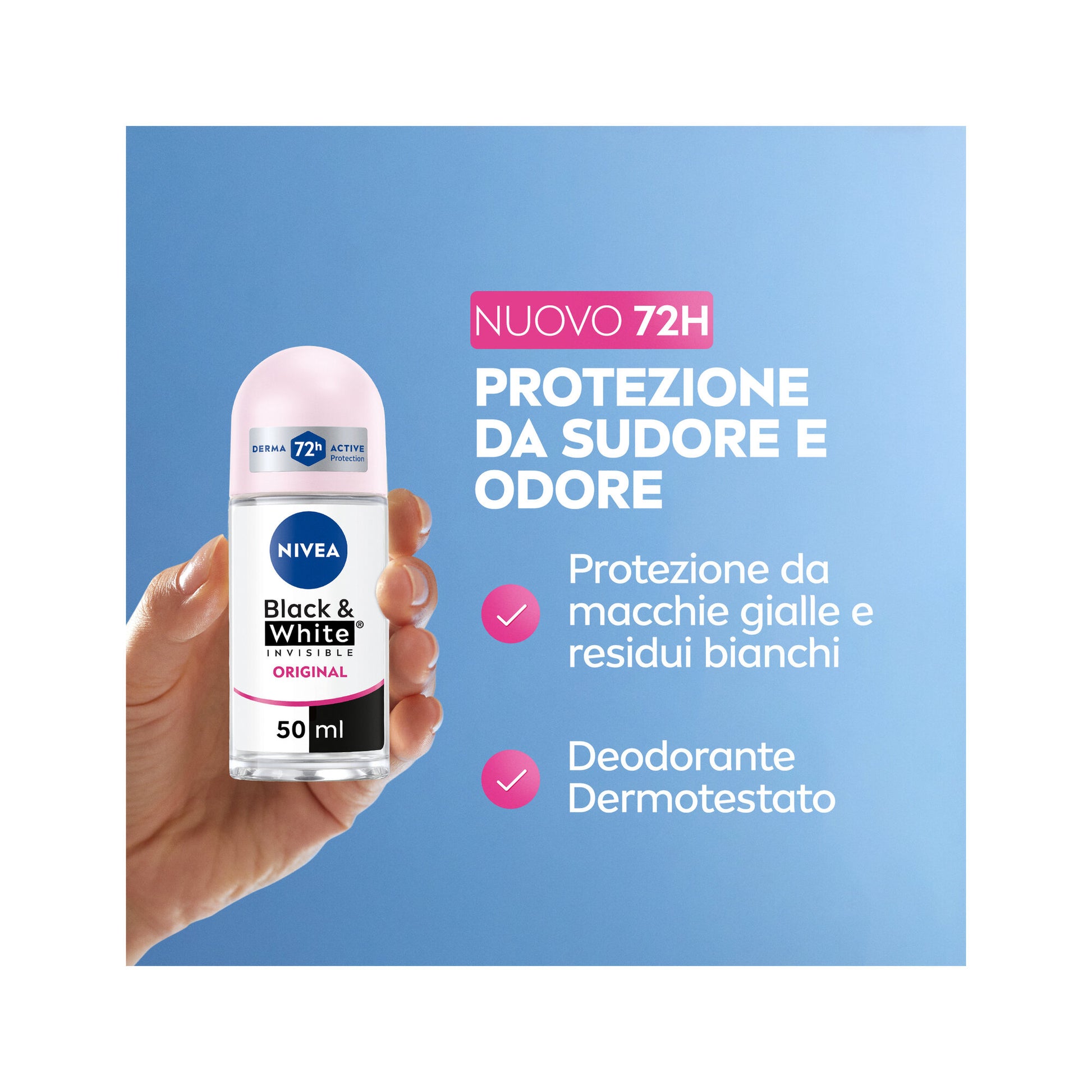 Nivea Black & White Invisible Original Roll-on Deodorante Donna Antitraspirante 72h 50ml-2