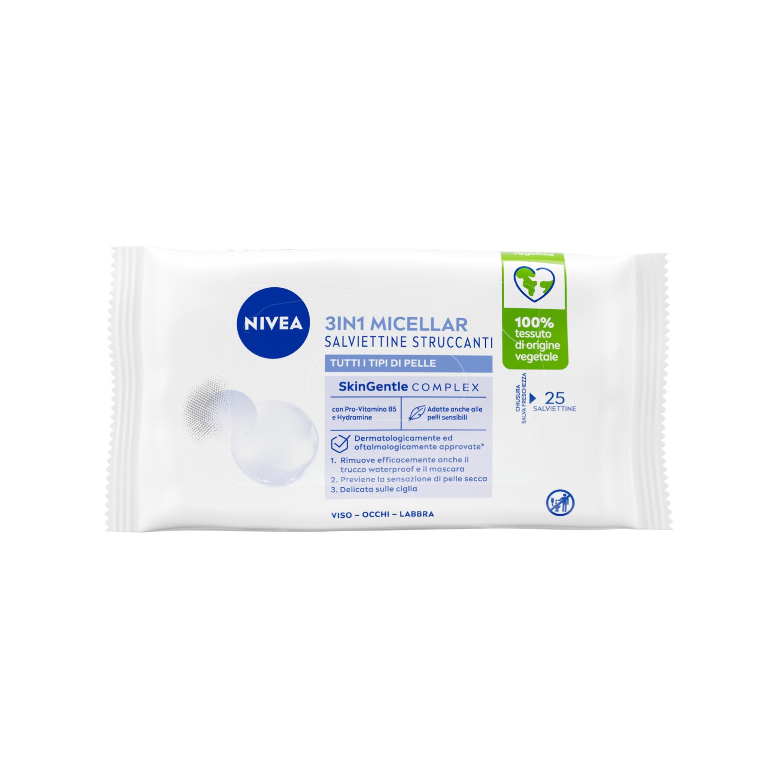Nivea Salviettine Struccanti 3in1 Micellar 25 Pezzi Salviettine Delicate Per Occhi Viso E Labbra-2