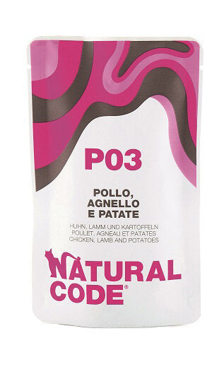 Natural Code P03 Pollo, Agnello E Patate Gatti Adulti Busta 70g-1