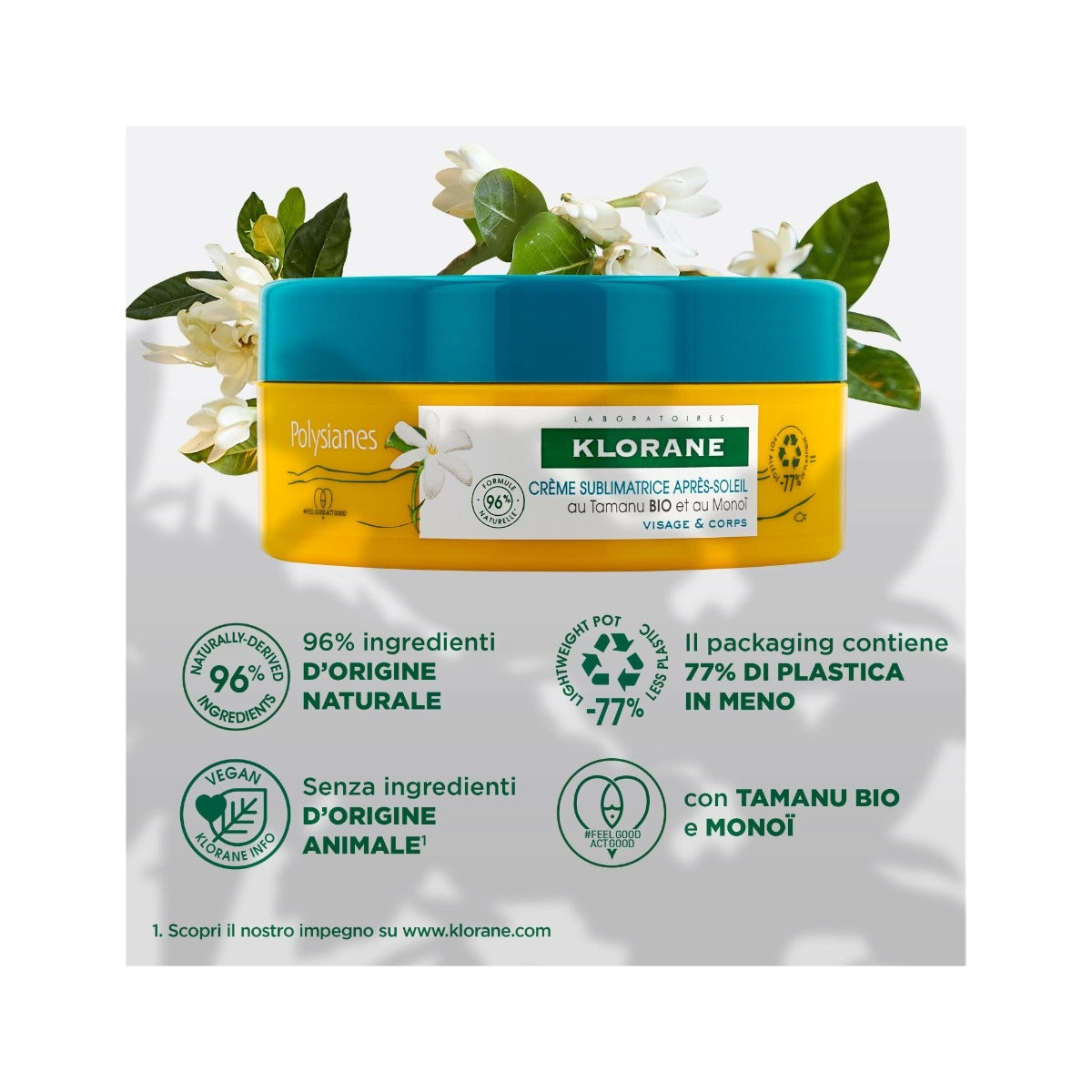Klorane Crema Sublimatrice Doposole Tamanu Bio & Monoi viso e corpo 200ml-4
