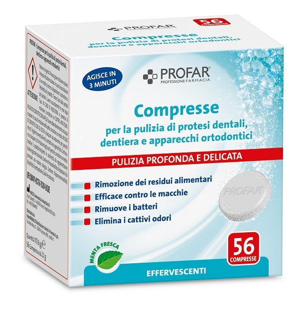 Profar Compresse Pulizia Protesi Dentali-dentiera-apparecchi Ortodontici 56 Pezzi-0