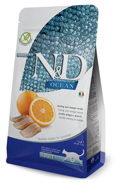 Farmina N&D Ocean Aringa E Arancia Gatti Adulti Sacco 10kg-2