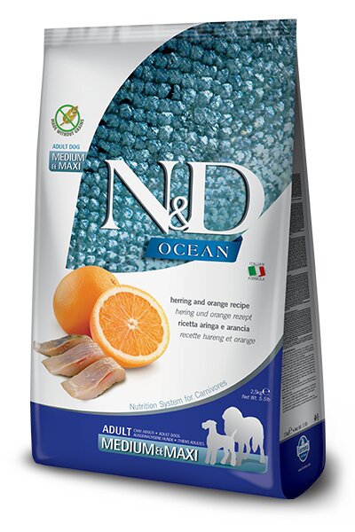 Farmina N&D Ocean Aringa E Arancia Cani Adulti Taglia Media E Grande Sacco 12kg-2