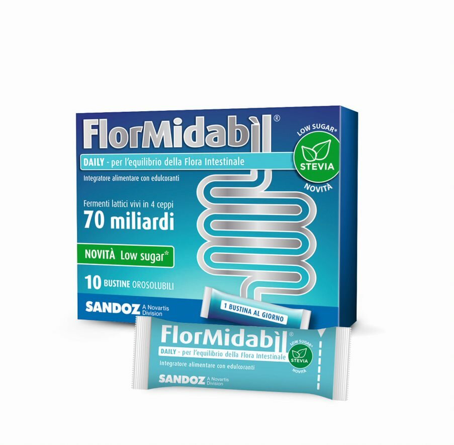 Flormidabil Daily per l'equilibrio della flora intestinale 10 bustine orosolubili con stevia-1