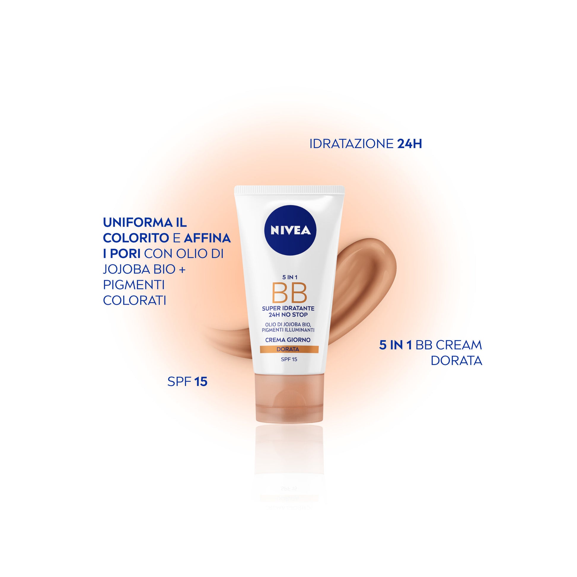 Nivea 5 in 1 Bb Cream Super Idratante 24h No Stop Dorata 50 ml Crema Viso Colorata Con Spf15-3