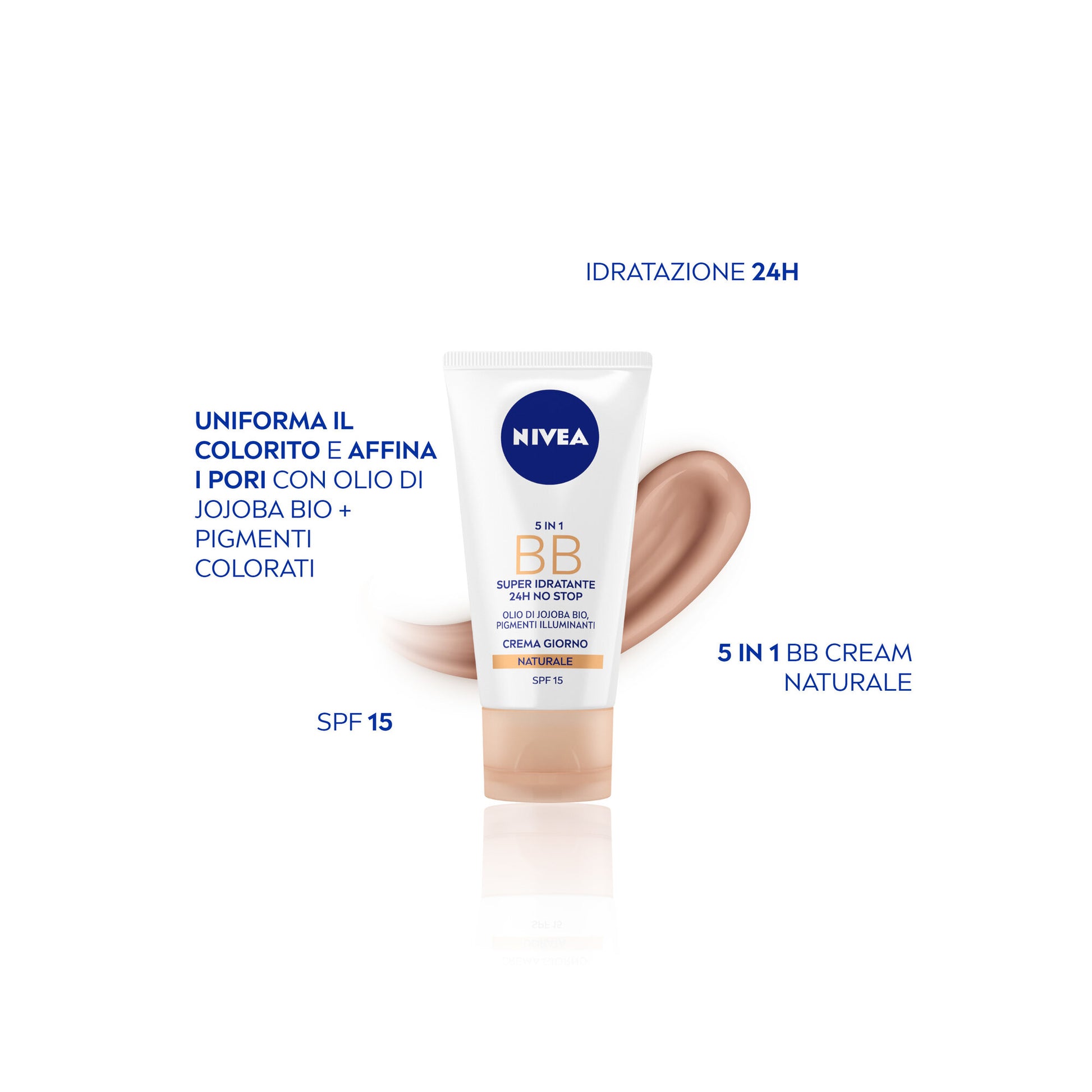 Nivea 5 in 1 Bb Cream Super Idratante 24h No Stop Naturale 50 ml Crema Viso Colorata Con Spf15-7