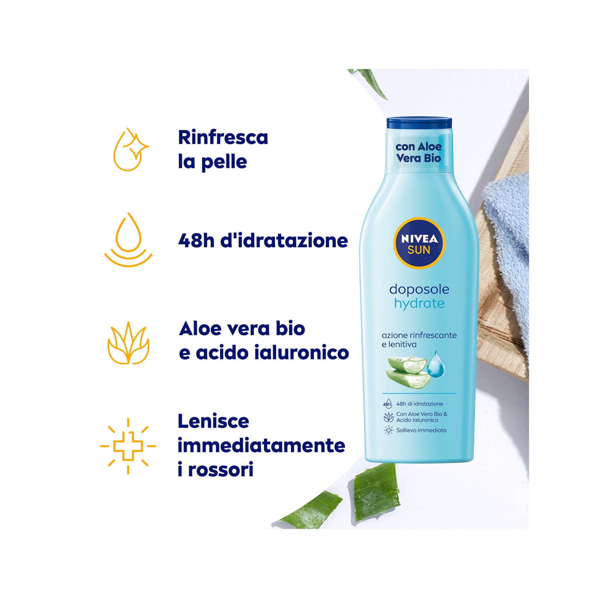Nivea Sun Latte Doposole Hydrate 400ml Dopo Sole Idratante Con Aloe Vera Bio E Acido Ialuronico-8