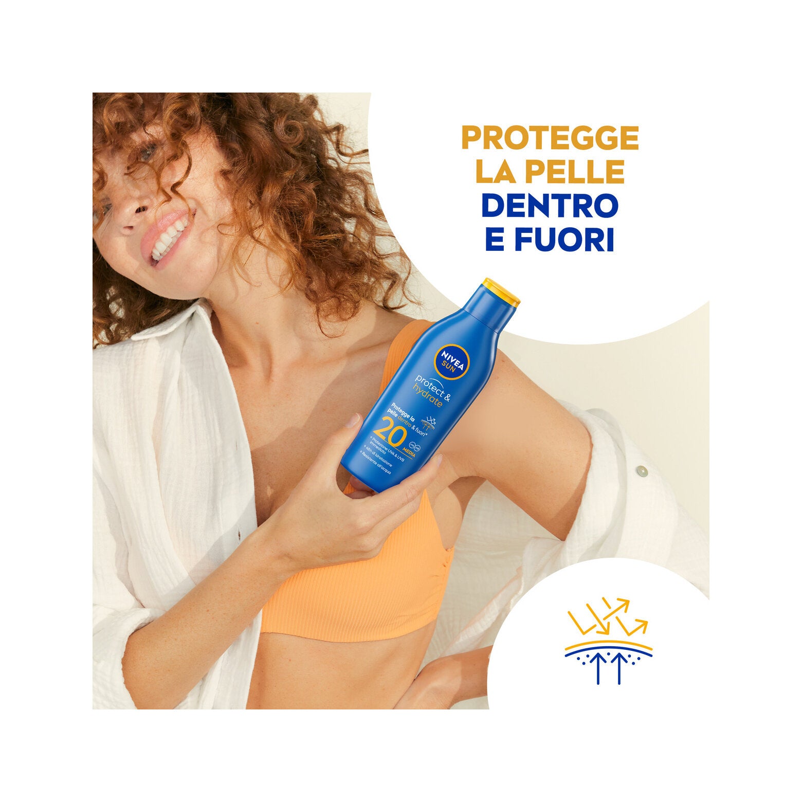 Nivea Sun Latte Solare Protect & Hydrate Fp20 200ml Crema Solare 20 Idratante Per 48 Ore-5