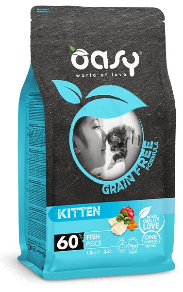 Oasy Grain Free Formula Cibo Secco Kitten Pesce 1,5kg-1