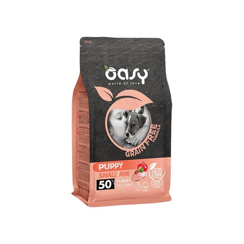 Oasy Grain Free Puppy Small & Mini Con Tacchino Per Cani Cuccioli 2.5kg-1