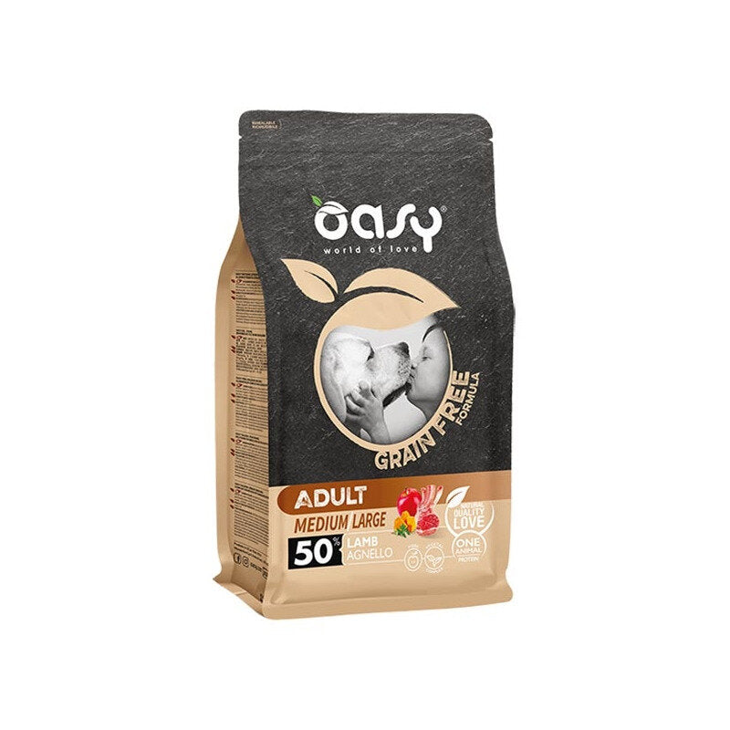Oasy Grain Free Adult Medium & Large Con Agnello Per Cani Adulti 2,5kg-1