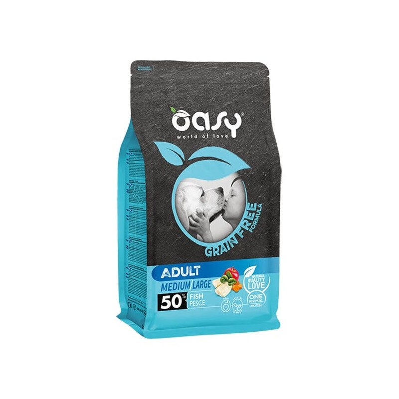 Oasy Grain Free Adult Medium & Large Con Pesce Per Cani Adulti 2,5kg-1