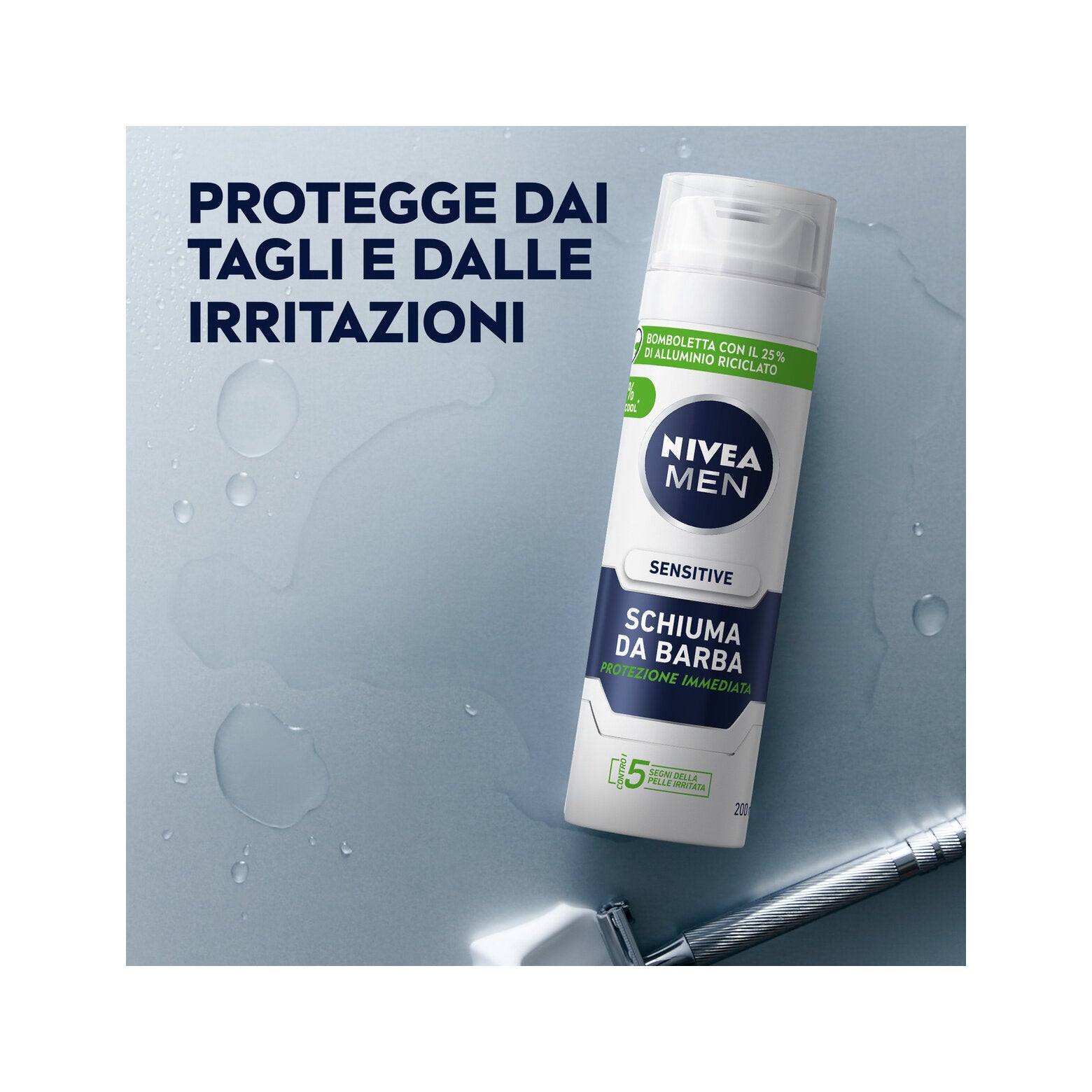 Nivea Men Sensitive Schiuma Da Barba 200ml Schiuma Per Una Rasatura Delicata Della Pelle Sensibile-3