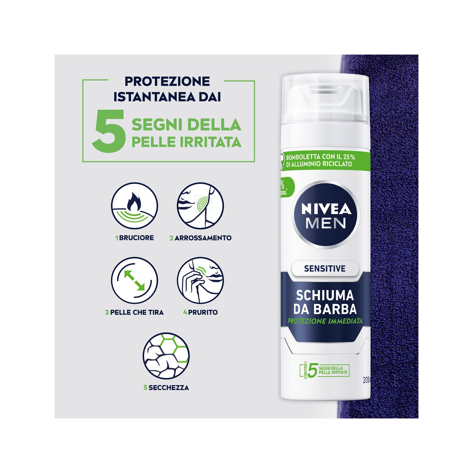 Nivea Men Sensitive Schiuma Da Barba 200ml Schiuma Per Una Rasatura Delicata Della Pelle Sensibile-4