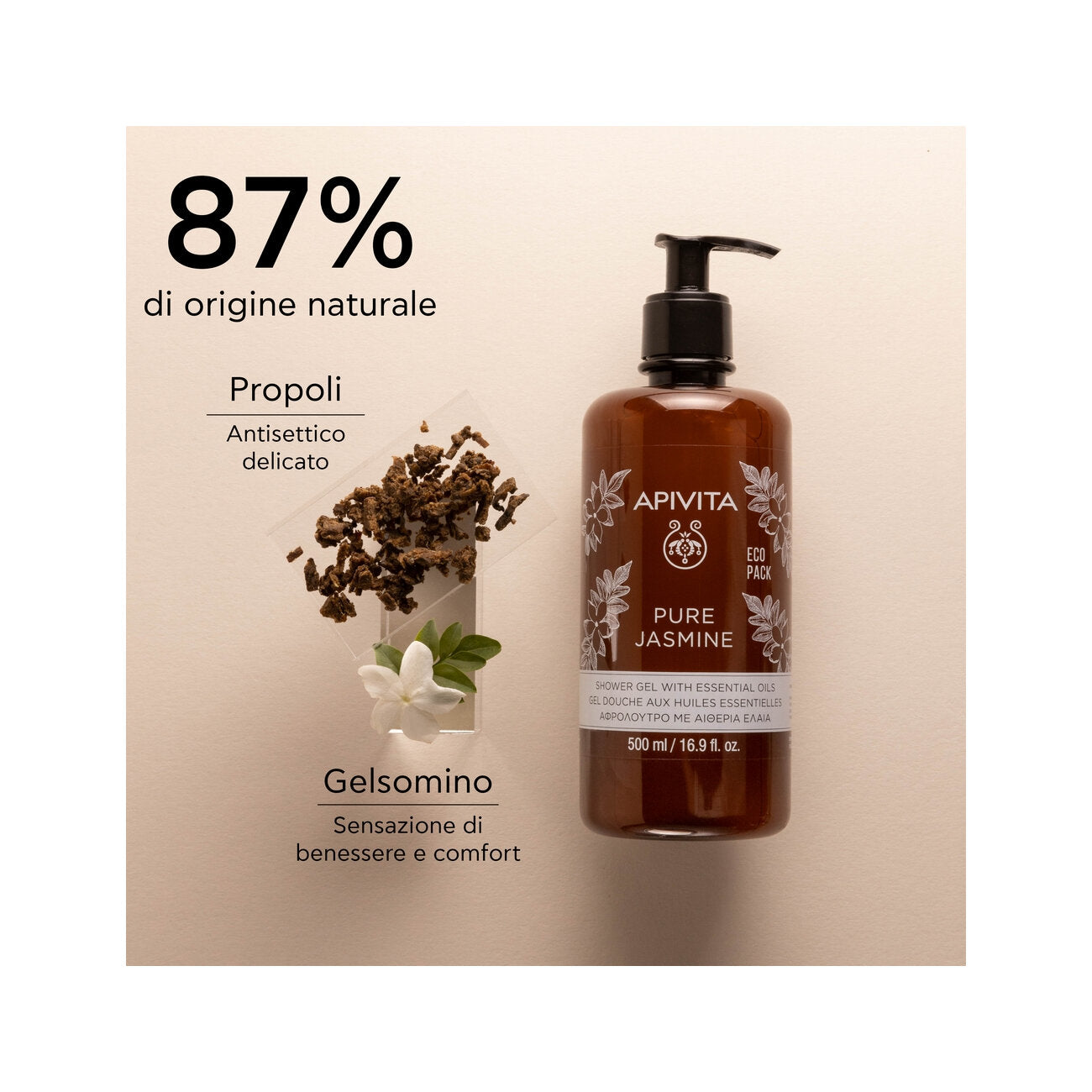 Apivita Pue Jasmine Shower Gel gel doccia 500ml-3