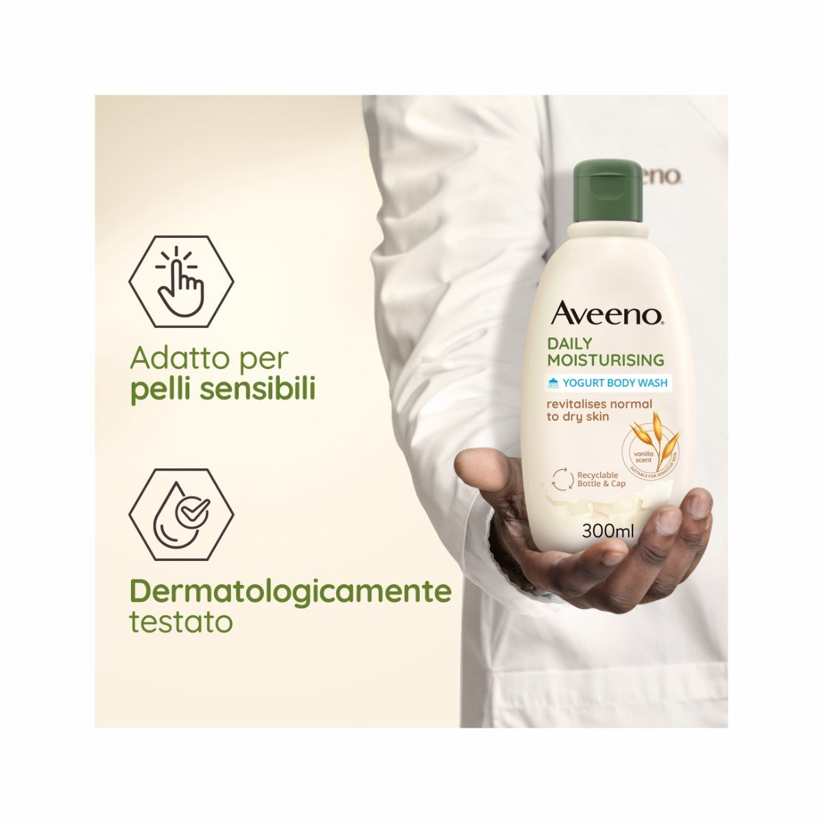 Aveeno Daily Moisturising Bagno Doccia allo Yogurt al profumo di Vaniglia e Avena 300ml-5