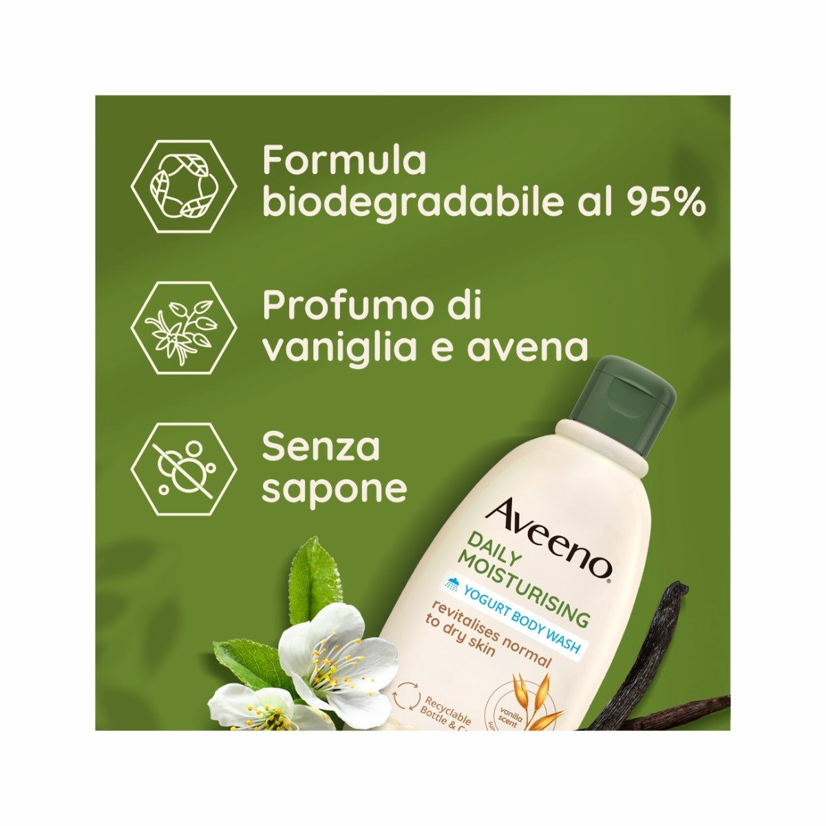 Aveeno Daily Moisturising Bagno Doccia allo Yogurt al profumo di Vaniglia e Avena 300ml-7