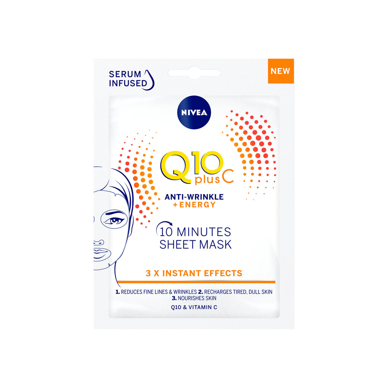 Nivea Q10 Energy Anti-rughe Maschera Viso in Tessuto 1 Pezzo Maschera Per La Cura Della Pelle-2