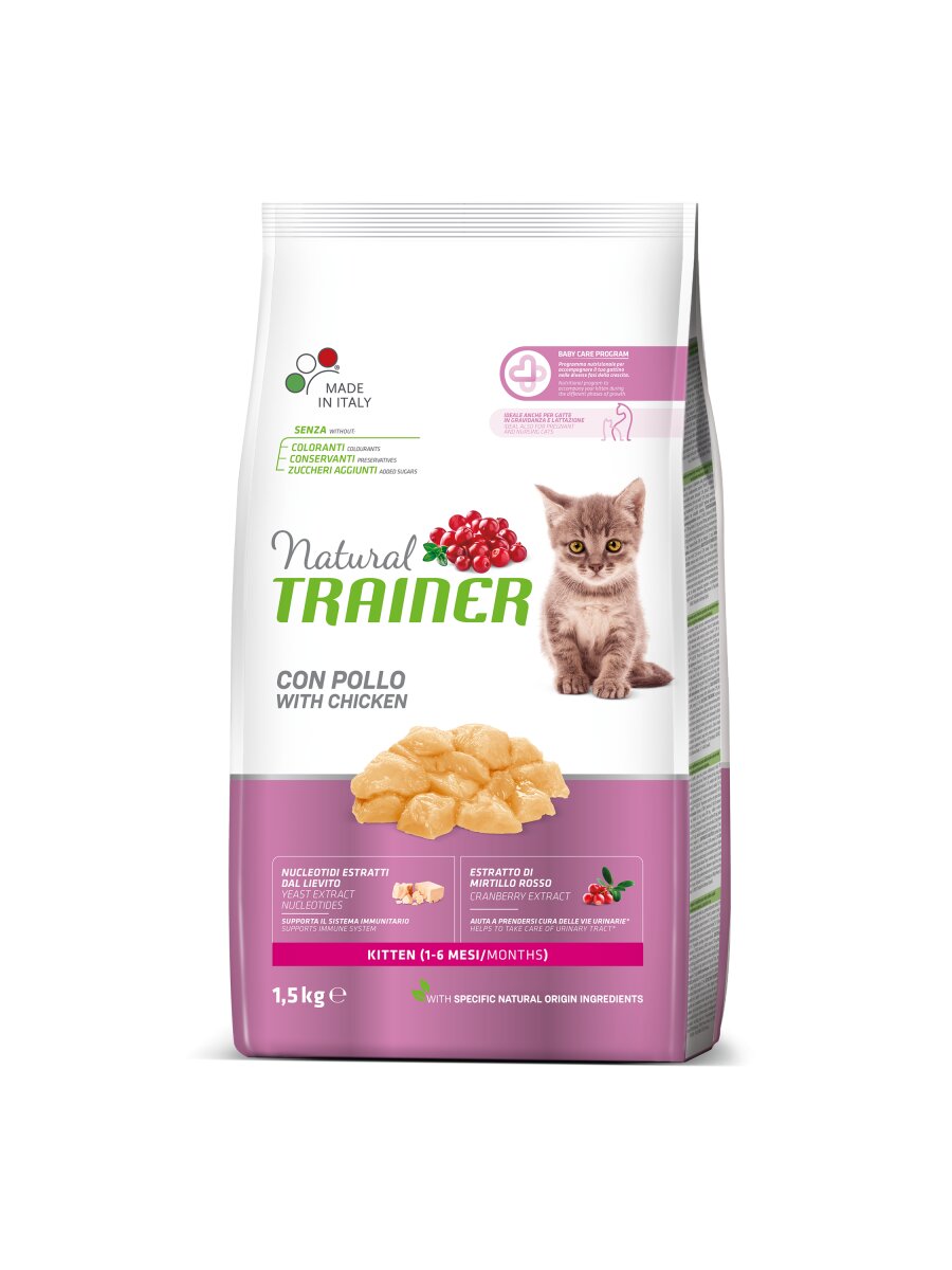 Natural Trainer Kitten Crocchette Con Pollo Per Gatti Cuccioli Sacco 1,5kg-2