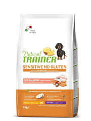 Natural Trainer Sensitive Mature Senza Glutine Crocchette Al Salmone Per Cani Senior Taglia Mini Sacco 2kg-1
