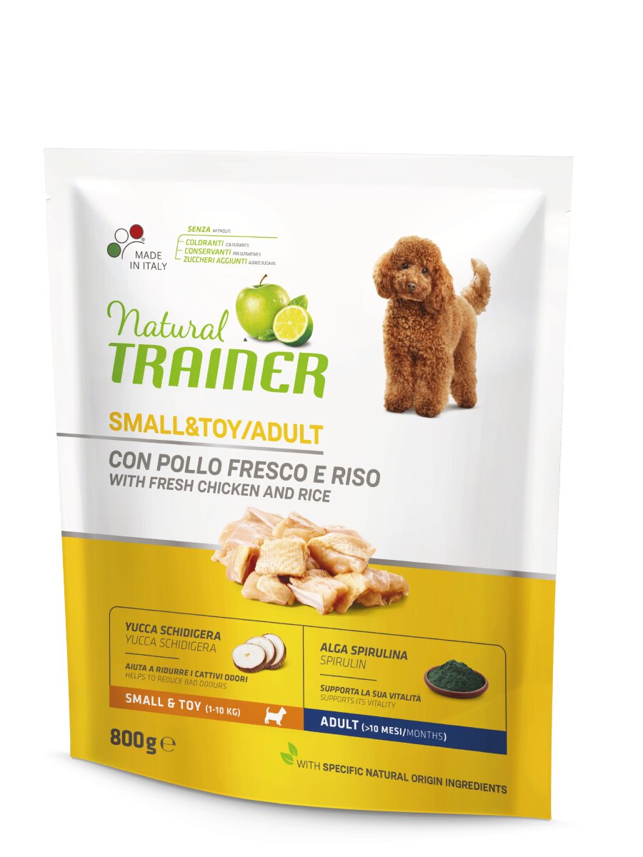 Natural Trainer Crocchette Al Pollo E Riso Per Cani Adulti Taglia Mini Sacco 0,8kg-2