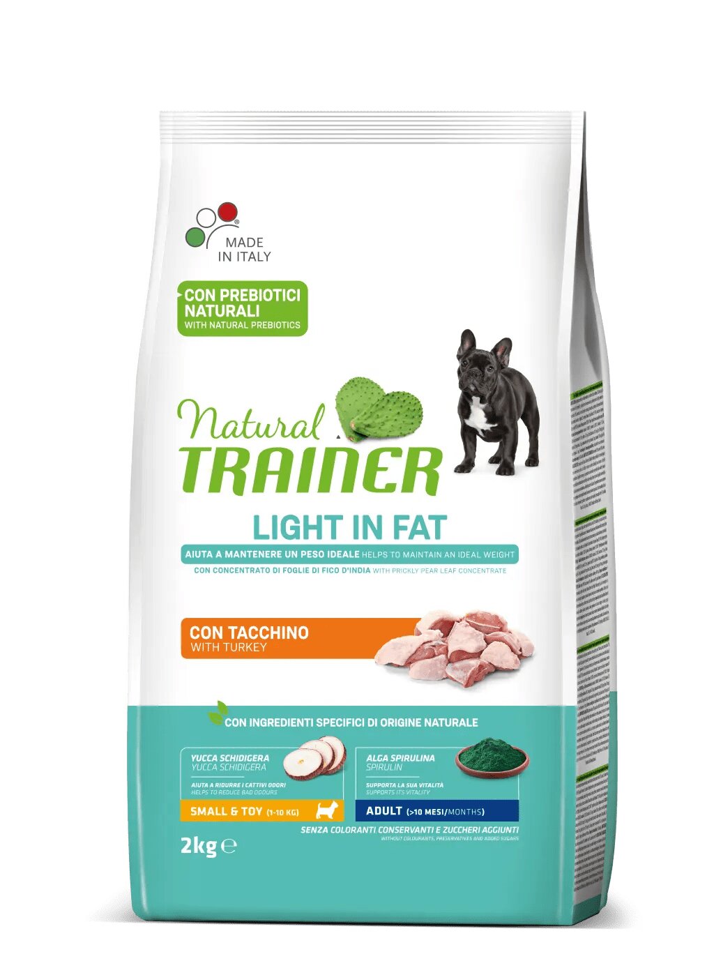 Natural Trainer Light In Fat Crocchette Tacchino Per Cani Adulti Taglia Mini 2kg-1