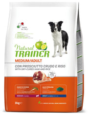 Natural Trainer Crocchette Prosciutto Crudo E Riso Per Cani Adulti Taglia Media Sacco 3kg-2