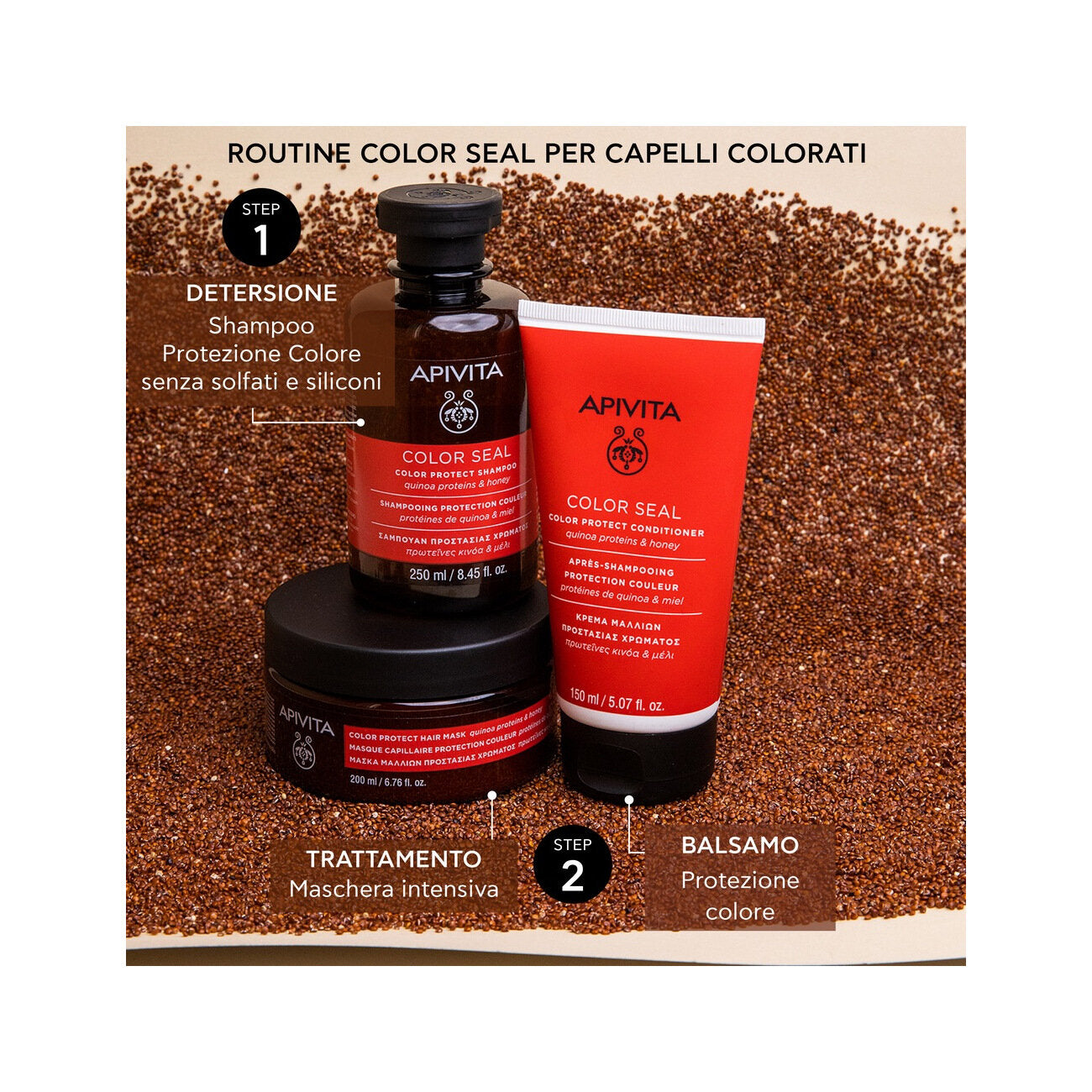 Apivita Hair Mask Colored Seal maschera per capelli protezione colore 200ml-4