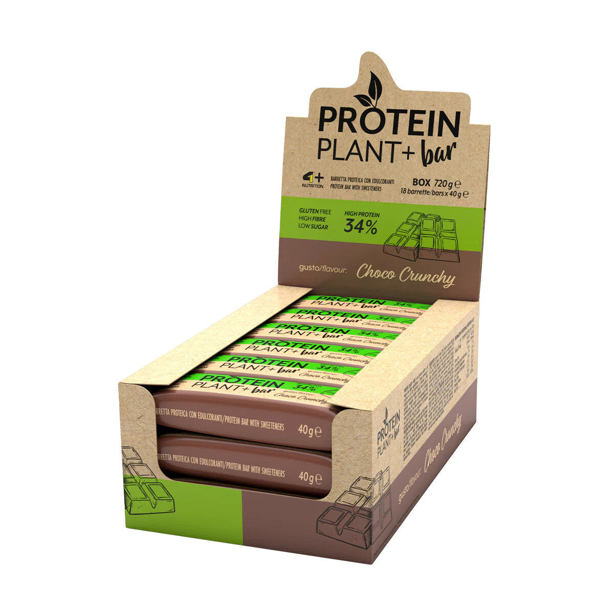 4+ Nutrition Protein Plant+ Bar Barretta Proteica Gusto Choco Crunchy 18x40g-1