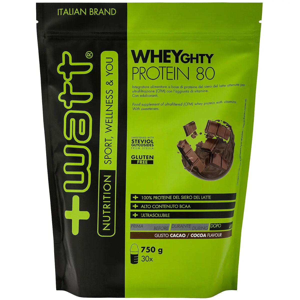 +Watt Wheyghty Protein 80 Doypack Gusto Cacao 750g-2