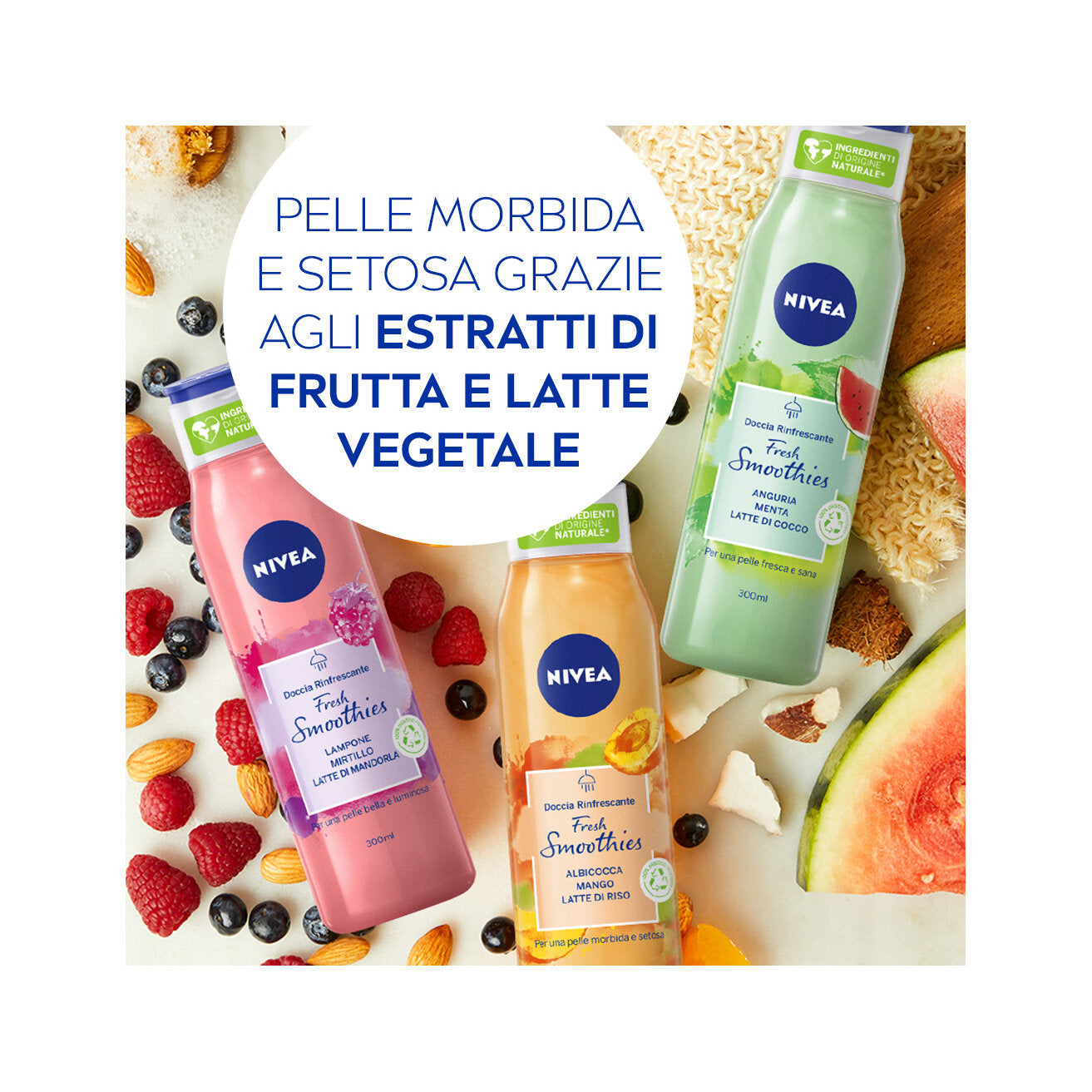 Nivea Gel Doccia Fresh Smoothies Albicocca & Mango Bagnoschiuma Con Ingredienti Naturali 300ml-4