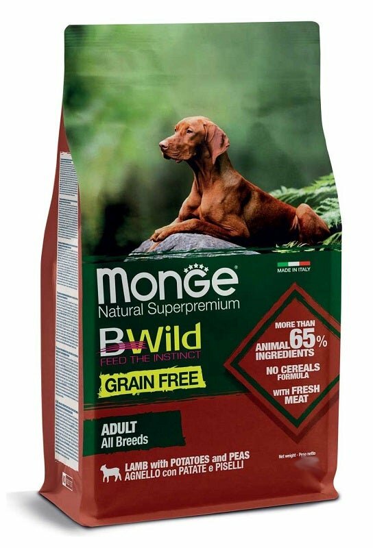 Monge Natural SuperPremium Grain Free Formula All Breeds Gusto Agnello Patate Piselli Cibo Secco Can-2