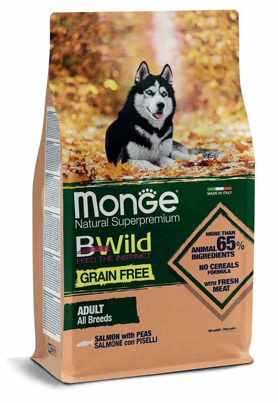 Monge Natural SuperPremium Grain Free Formula All Breeds Gusto Salmone Con Piselli Cibo Secco Cani A-2