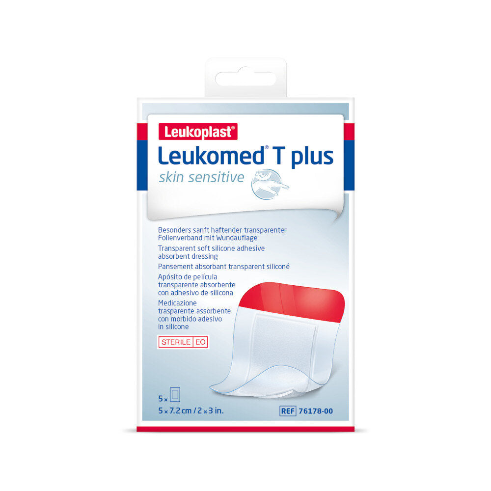 Leukoplast Leukomed T Plus Skin Sensitive medicazione trasparente assorbente 5x7,2cm 5 pezzi-2