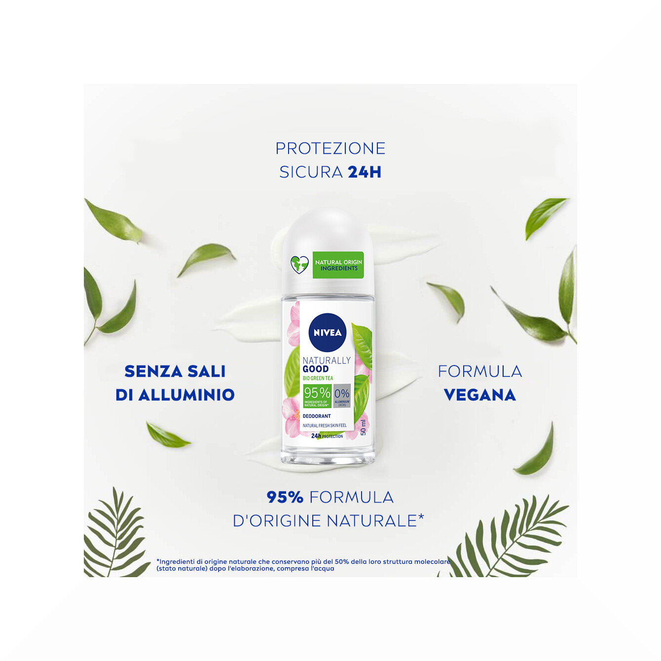 Nivea Naturally Good Green Tea Deodorante Roll-on 50ml Con Tè Verde Bio E 0% Alluminio-3