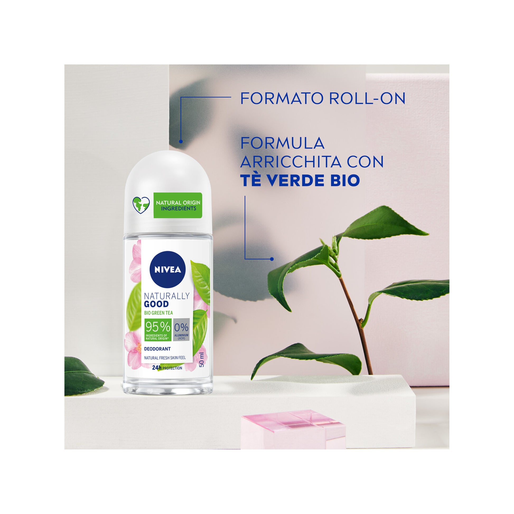 Nivea Naturally Good Green Tea Deodorante Roll-on 50ml Con Tè Verde Bio E 0% Alluminio-4
