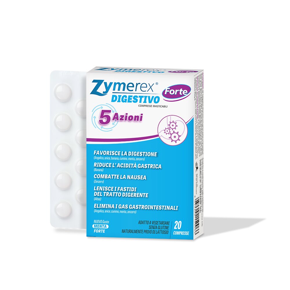 Zymerex Digestivo Forte 5 Azioni utili per la digestione 20 compresse masticabili-2