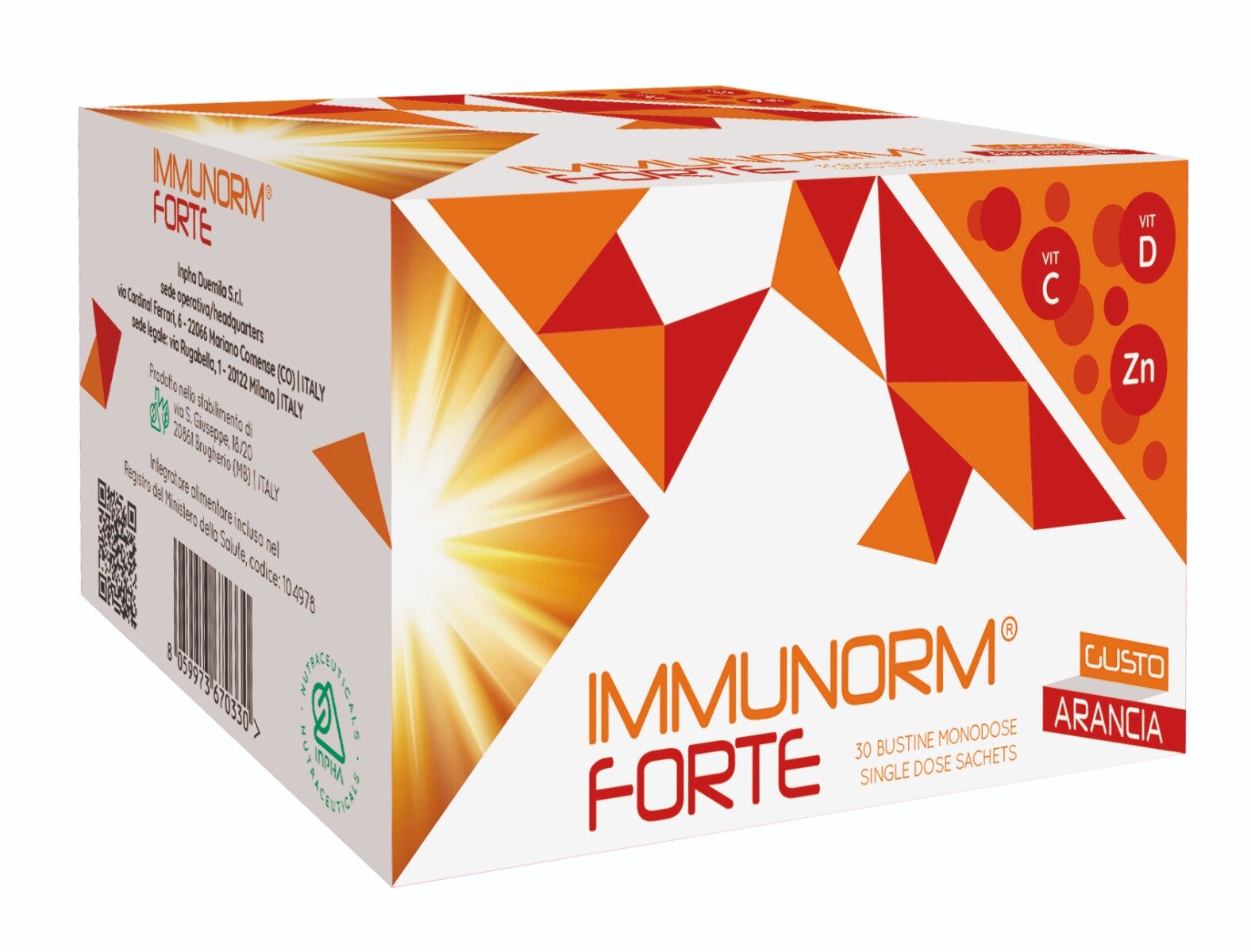 Inpha 2000 Immunorm Forte per le difese immunitarie 30 bustine gusto arancia-2