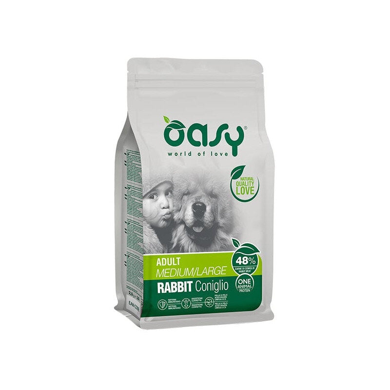 Oasy One Animal Protein Adult Medium & Large Con Coniglio Per Cani Adulti 2.5kg-1