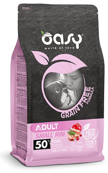 Oasy Grain Free Formula Cibo Secco Maiale Per Cani Adulti Taglia Piccola 2,5kg-1