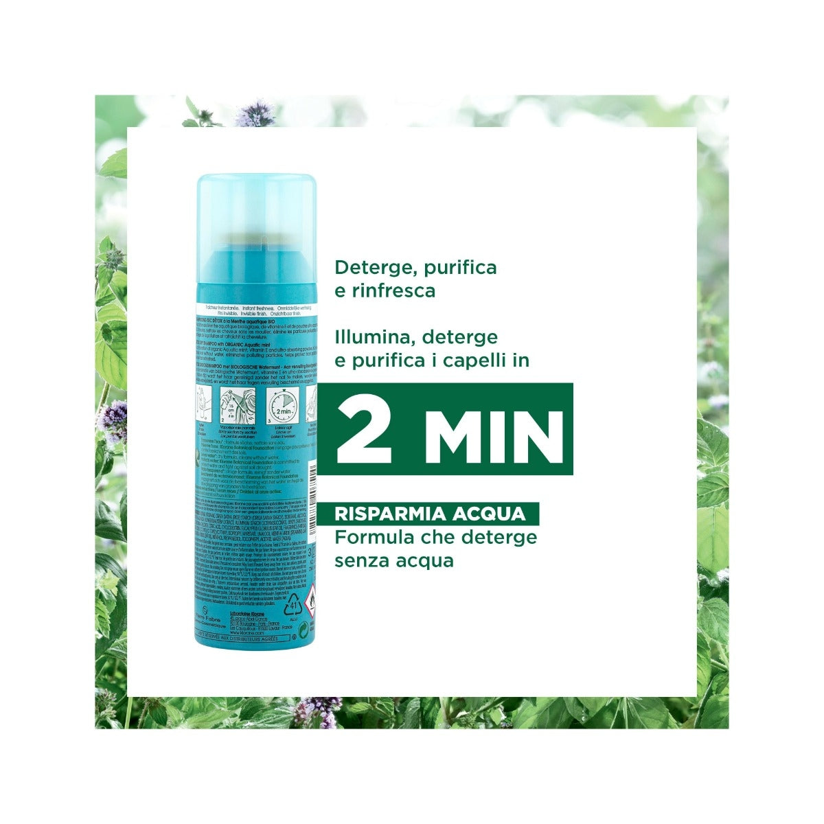 Klorane Shampoo secco alla Menta acquatica anti-inquinamento e detox 150ml-7