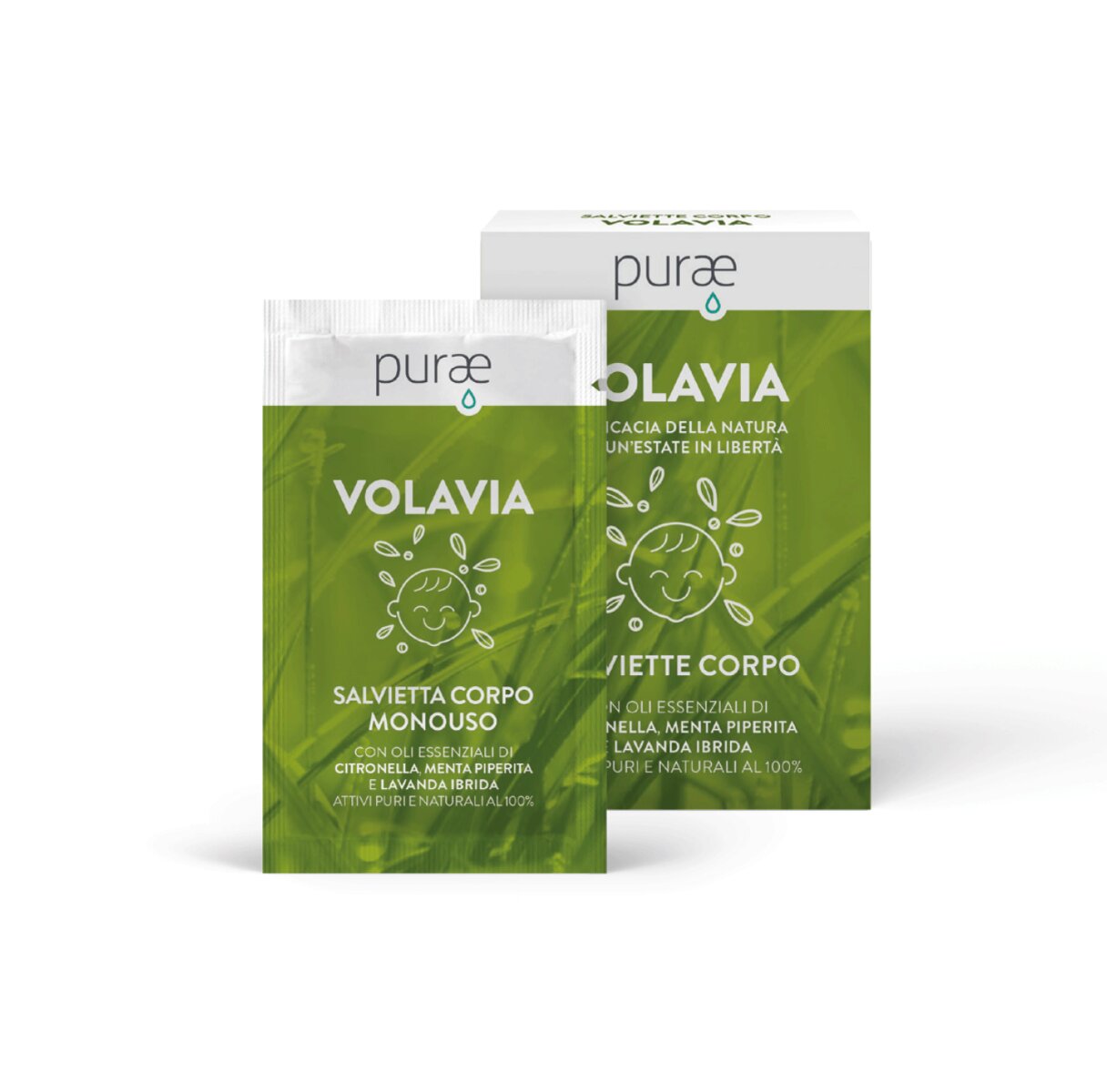 Purae Volavia Salviette Baby rinfrescanti con oli essenziali naturali 12 pezzi monouso-1