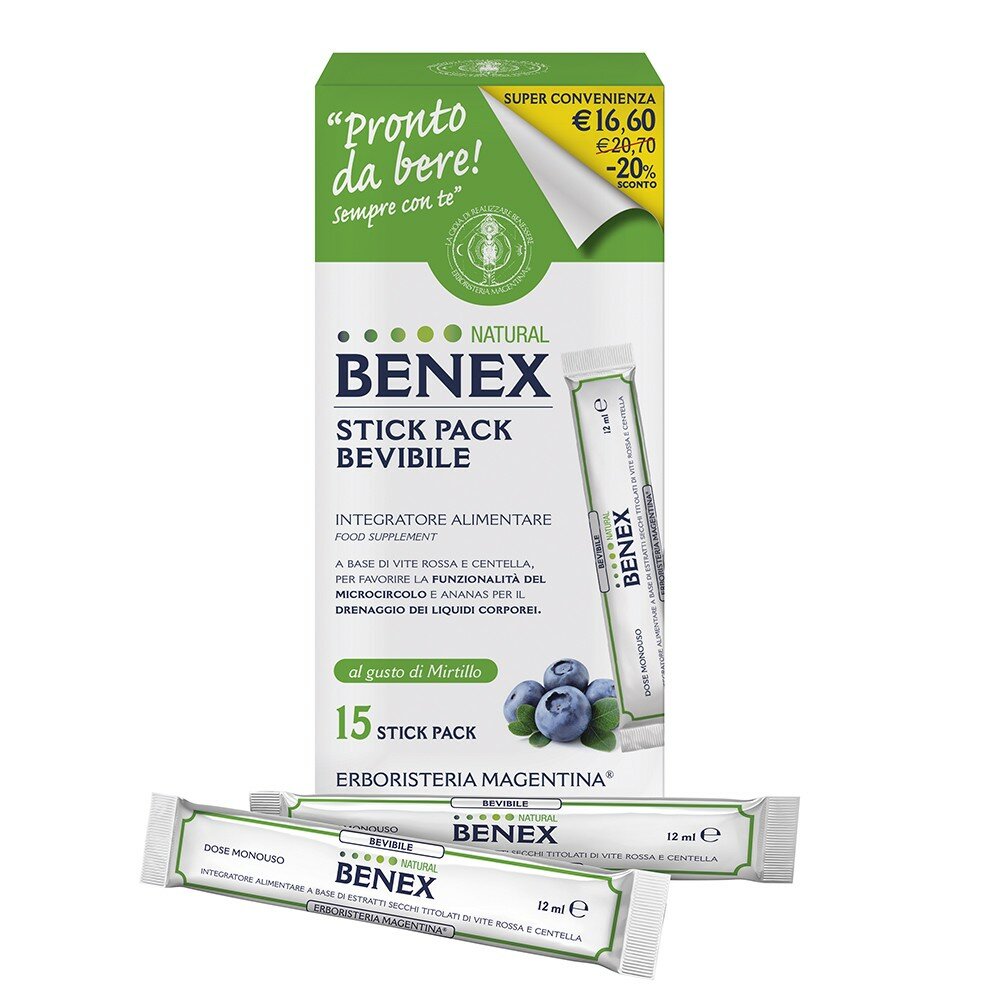 Erboristeria Magentina Natural Benex Bevibile utile per il microcircolo 15 Stick-2